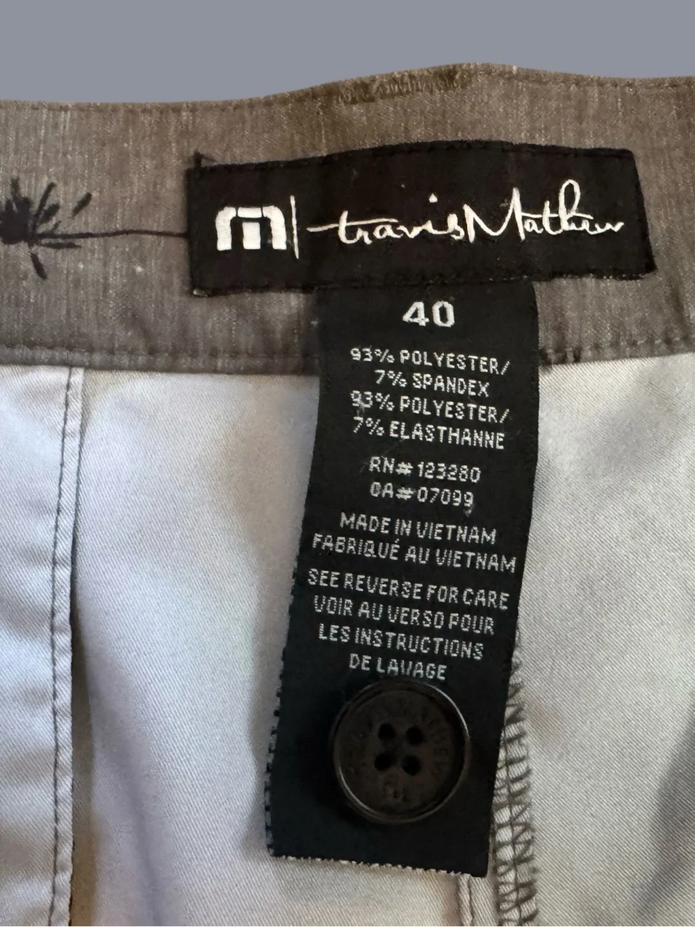 TravisMathew Palm Tree Print Golf Shorts Gray Men’s Size 40 Stretch Performance
